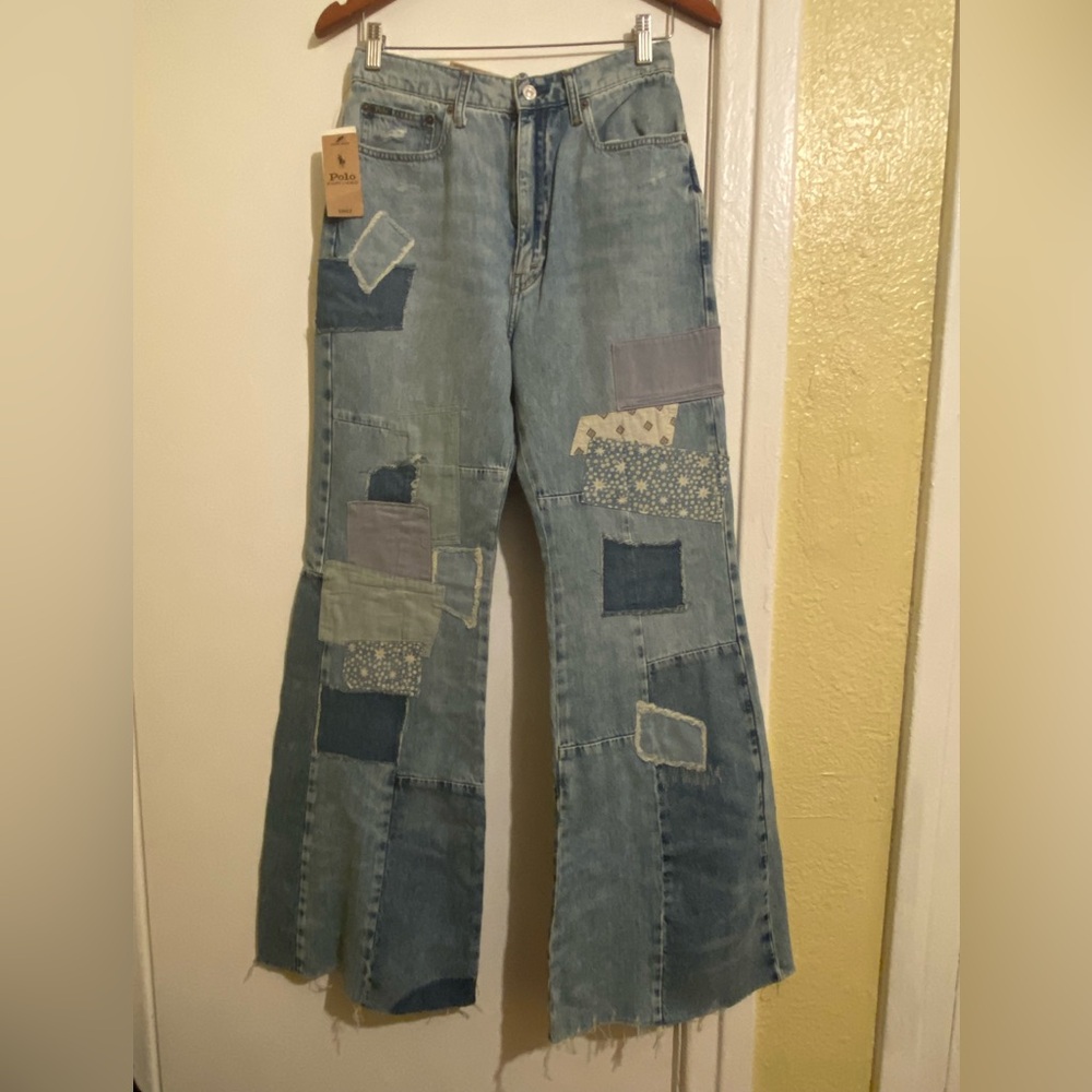 Polo by Ralph Lauren Blue Patchwork Flare Jeans